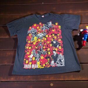 Marvel Iron Man Armor Evolution Tee Mad Engine Y2K Iron Legion Large Black